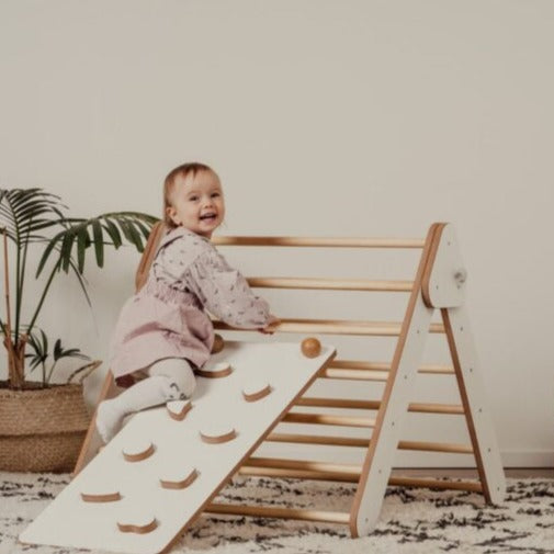 Pikler Triangle & Climbing Ramp/Slide 2in1