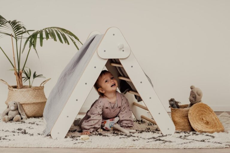 Pikler Triangle & Climbing Ramp/Slide 2in1