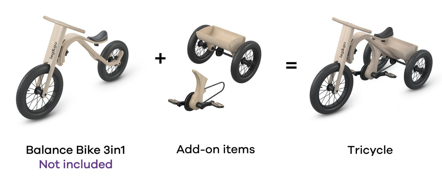 leg&go Tricycle Add-on, 2-4 Years, 14”/12”